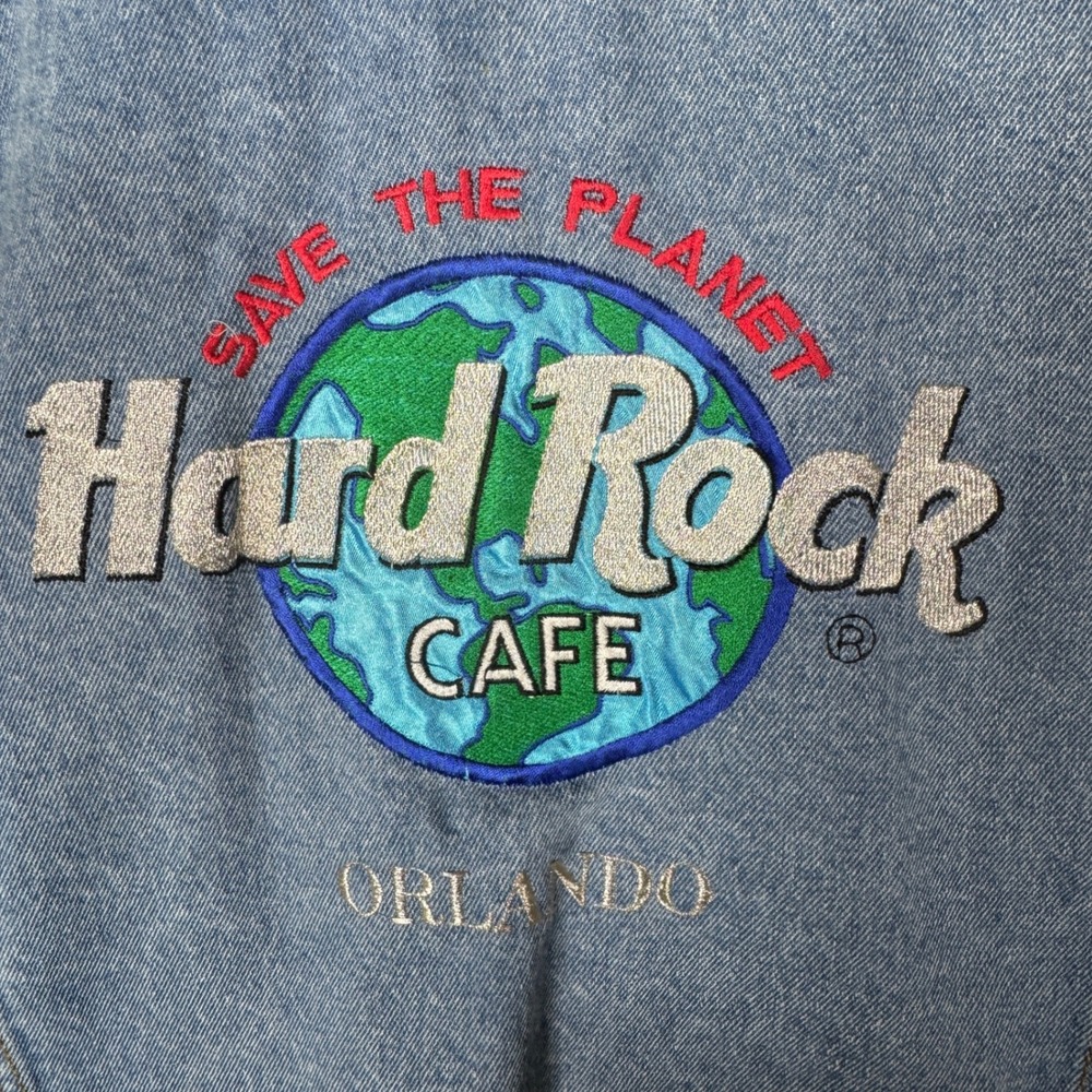Vintage 1990s Hard Rock Cafe Orlando "Save The Planet" Denim Trucker Jacket - Picture 13 of 16